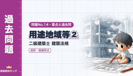 二級建築士 建築法規 問題No.14【用途地域等② 図面・図形形式】2つの用途地域にわたる敷地（法第91条）の解き方と過去問10年分※完全無料