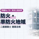 法規 No.19【防火・準防火地域】建築物の構造・門と塀・屋根・看板・地域にわたる場合